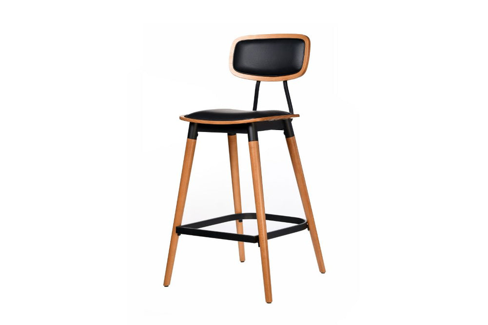 Hospitality Plus Felix Bar Stool Vinyl Seat - 740mm Seat Height-lancaster oak black frame  