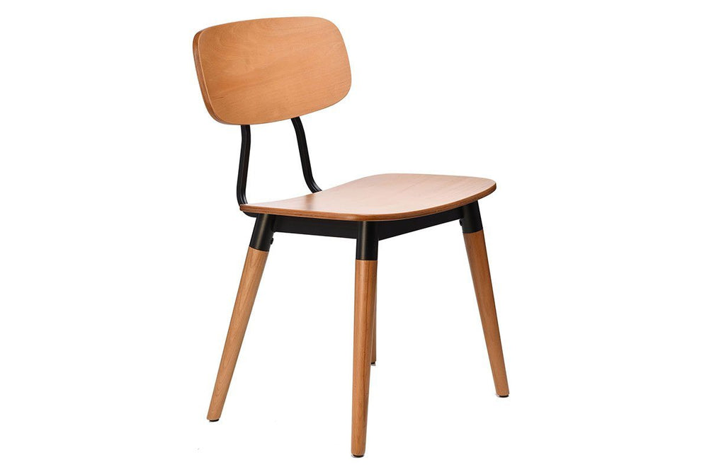 Hospitality Plus Felix Chair - Ply Seat-natural with white frame  