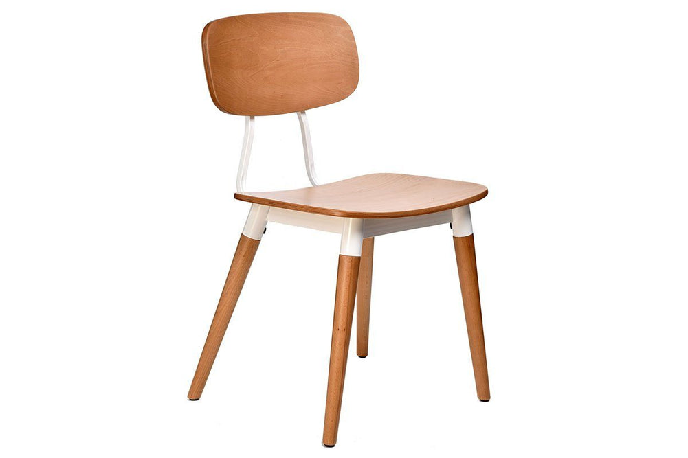 Hospitality Plus Felix Chair - Ply Seat-natural with white frame  