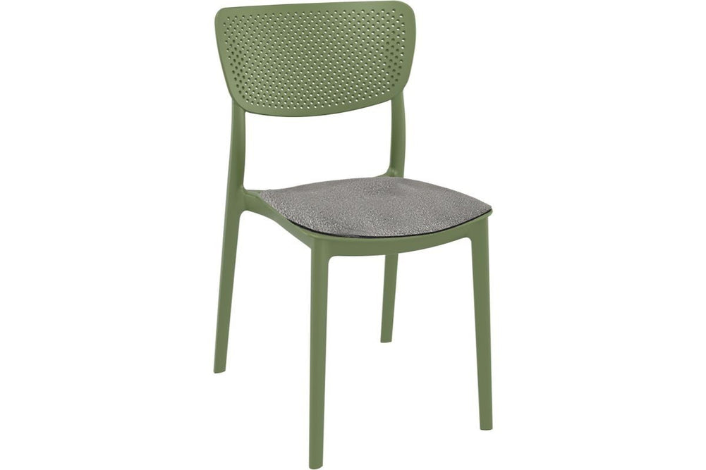 Hospitality Plus Lucy Dining Chair - Stackable Outdoor/Indoor Chair-olive green anthracite cushion 