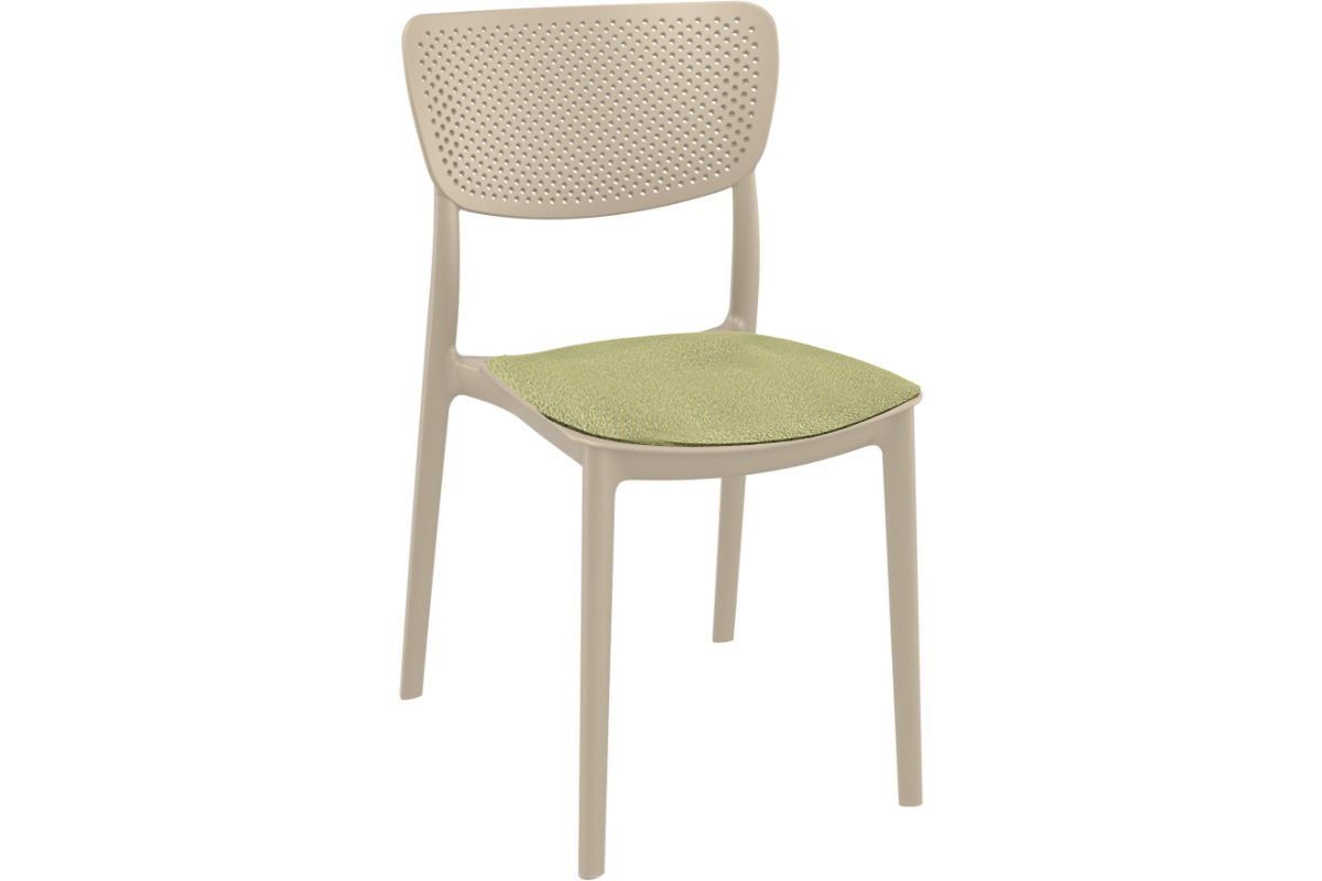 Hospitality Plus Lucy Dining Chair - Stackable Outdoor/Indoor Chair-taupe olive green cushion 