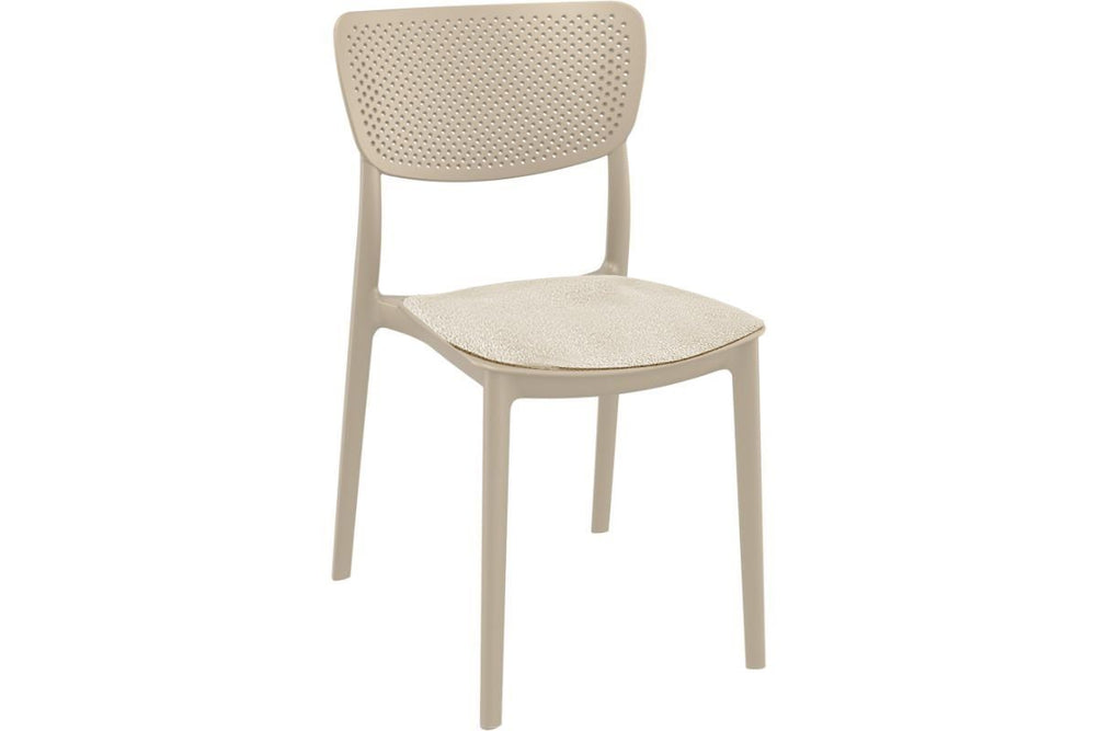 Hospitality Plus Lucy Dining Chair - Stackable Outdoor/Indoor Chair-taupe taupe cushion 