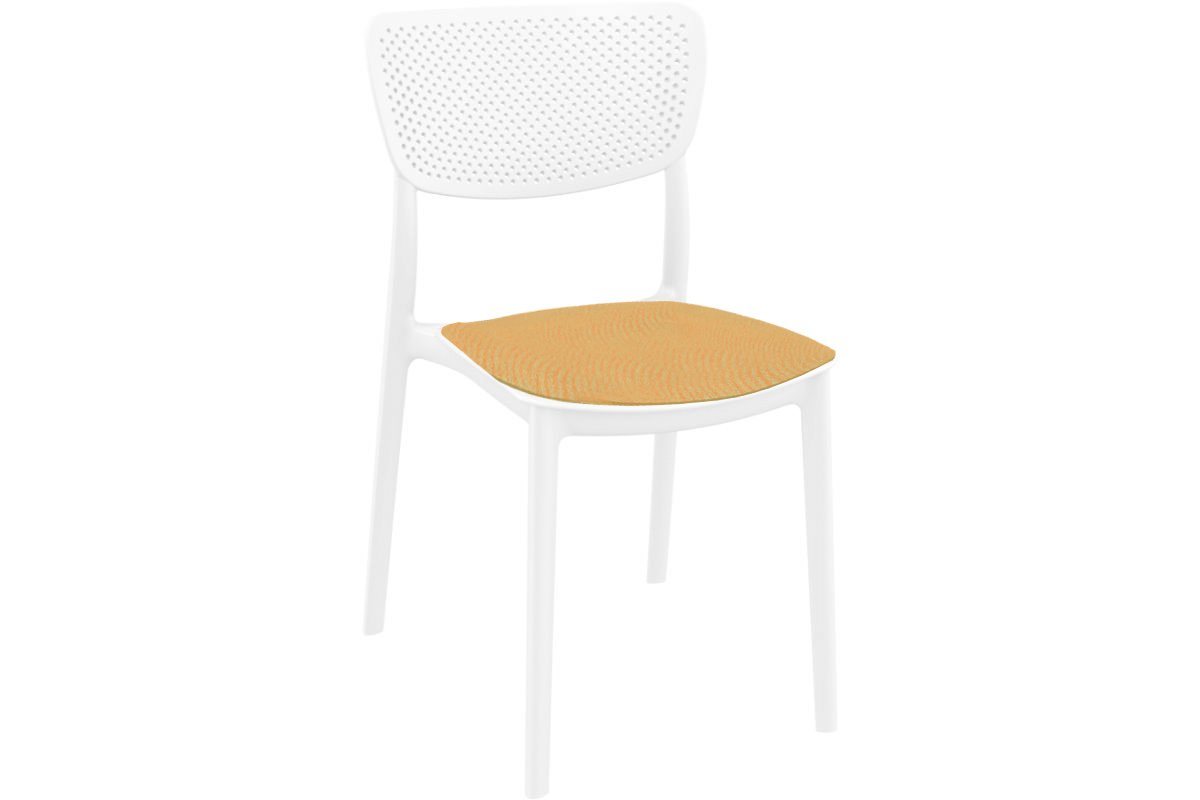 Hospitality Plus Lucy Dining Chair - Stackable Outdoor/Indoor Chair-white orange cushion 