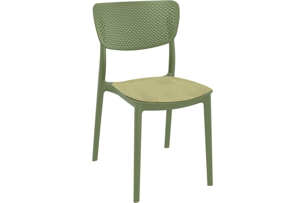 Hospitality Plus Lucy Dining Chair - Stackable Outdoor/Indoor Chair-olive green olive green cushion 