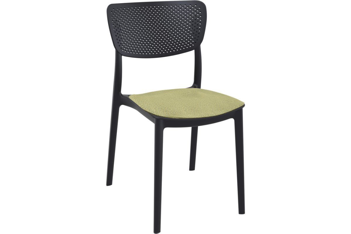 Hospitality Plus Lucy Dining Chair - Stackable Outdoor/Indoor Chair-black olive green cushion 