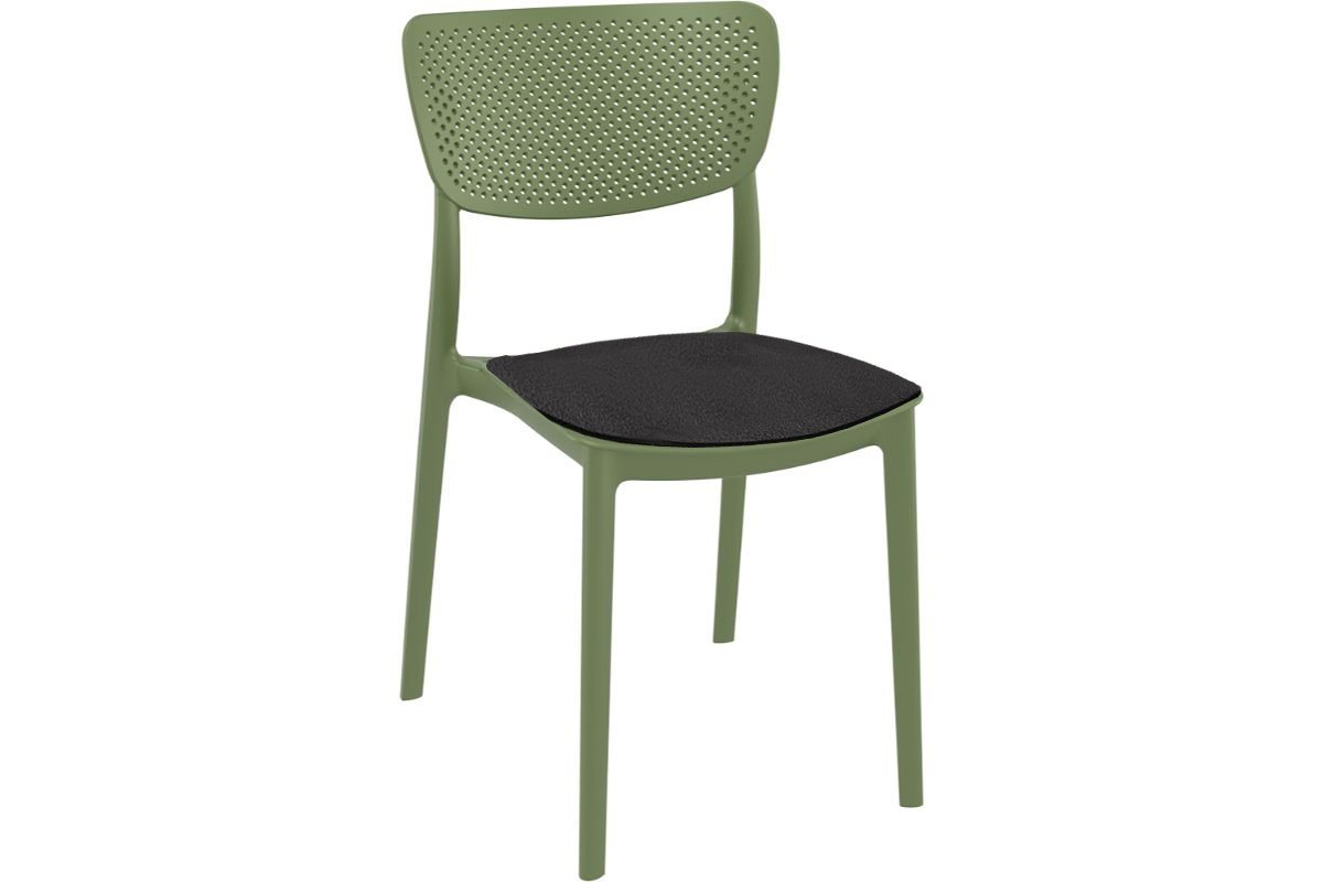 Hospitality Plus Lucy Dining Chair - Stackable Outdoor/Indoor Chair-olive green black cushion 
