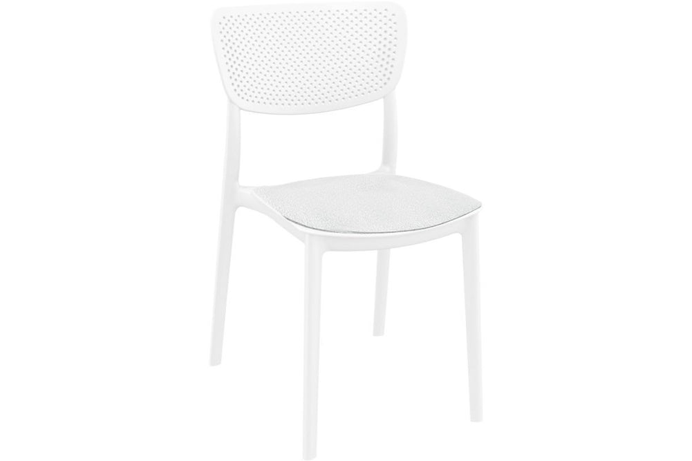 Hospitality Plus Lucy Dining Chair - Stackable Outdoor/Indoor Chair-white metallic cushion 