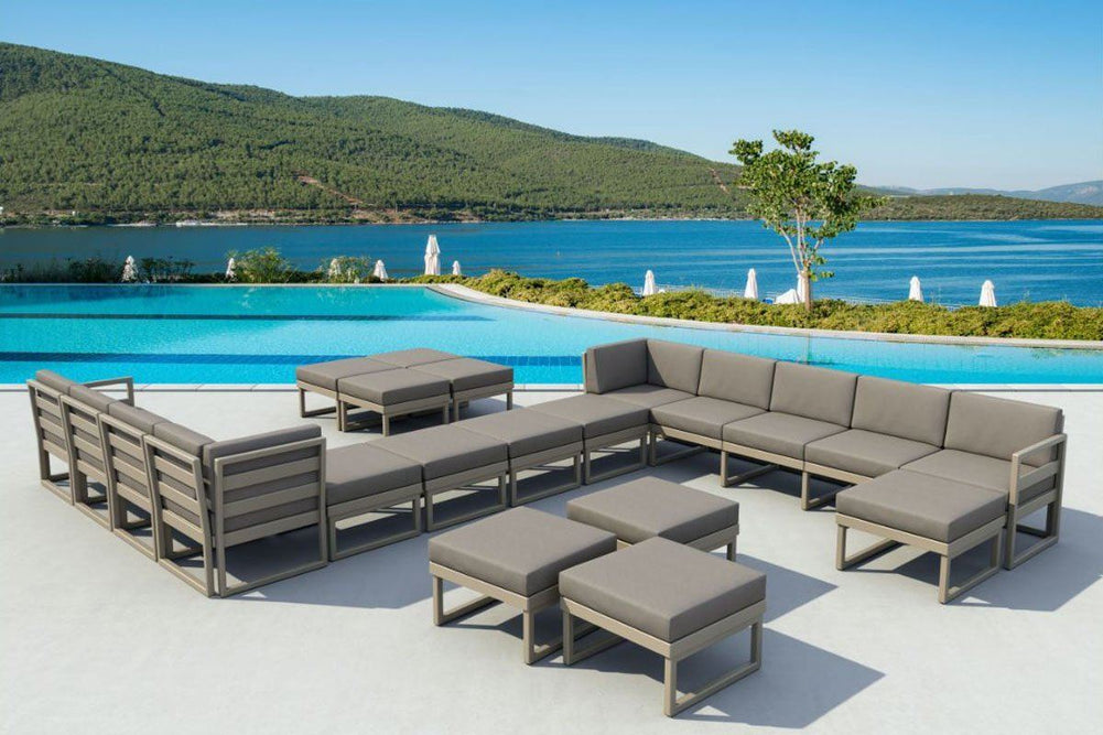 Hospitality Plus Mykonos Outdoor Table-white light brown 