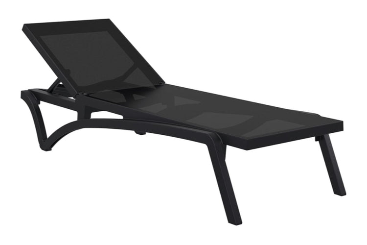 Hospitality Plus Pacific Sun Lounger - Injection moulded, UV-stabilised Hospitality Plus black with black frame 