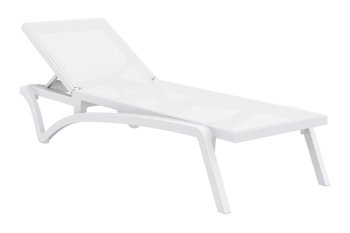 Hospitality Plus Pacific Sun Lounger - Injection moulded, UV-stabilised Hospitality Plus white with white frame 