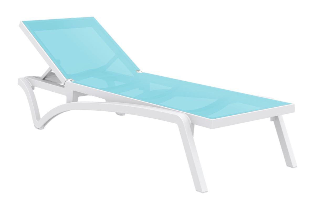 Hospitality Plus Pacific Sun Lounger - Injection moulded, UV-stabilised Hospitality Plus white with turquoise frame 