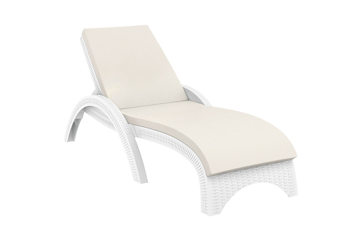 Hospitality Plus Relaxed Sun Lounger - UV-stabilised and Weather-proof Hospitality Plus white beige cushion 