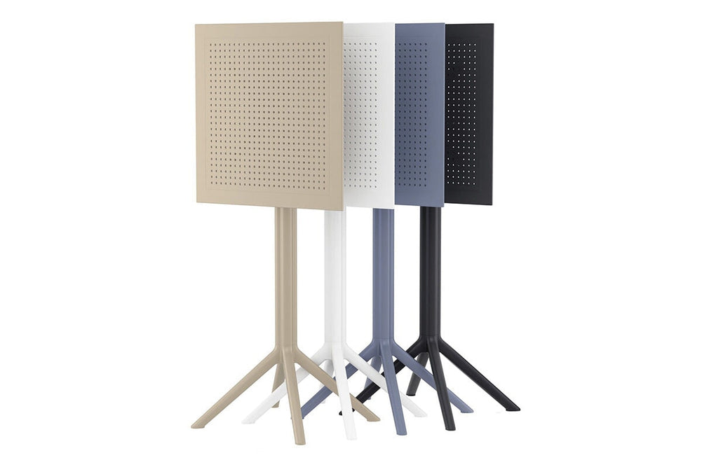 Hospitality Plus Siesta Sky Folding Bar Table - Square [600L x 600W]-black  