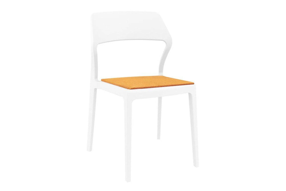 Hospitality Plus Snow Indoor Outdoor Chair-white orange cushion 