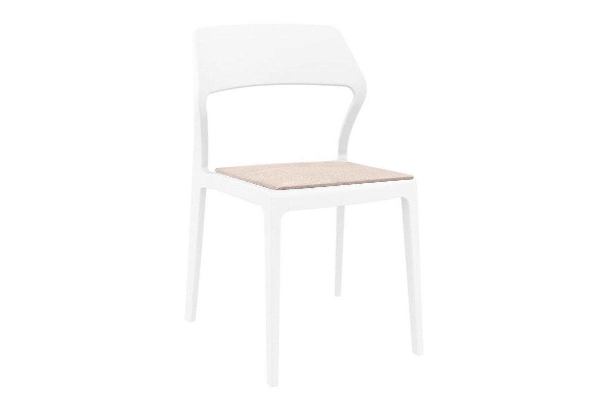 Hospitality Plus Snow Indoor Outdoor Chair Hospitality Plus white taupe cushion 