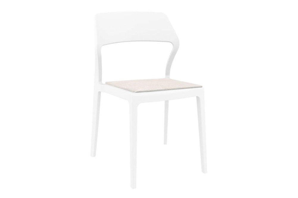 Hospitality Plus Snow Indoor Outdoor Chair-white metallic white cushion 