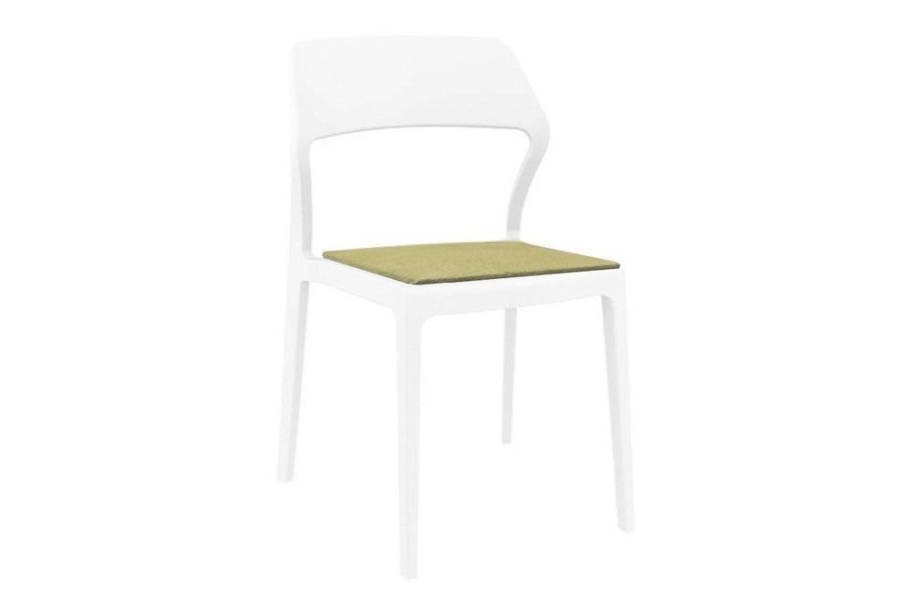 Hospitality Plus Snow Indoor Outdoor Chair-white olive green cushion 