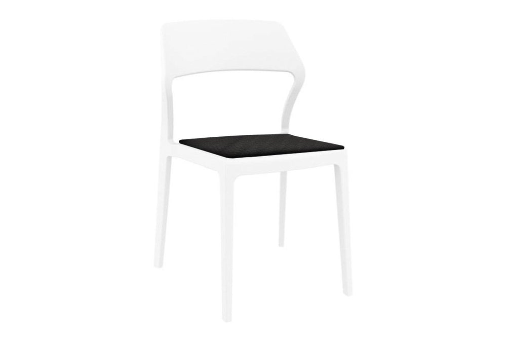 Hospitality Plus Snow Indoor Outdoor Chair-white black vinyl cushion 