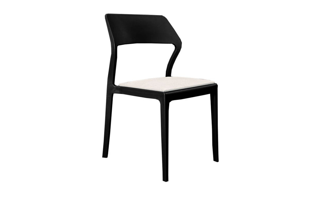 Hospitality Plus Snow Indoor Outdoor Chair-black metallic white cushion 