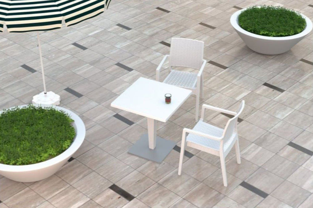 Hospitality Plus Ibiza Lounge Cafe Chair - Stackable Armchair-white  