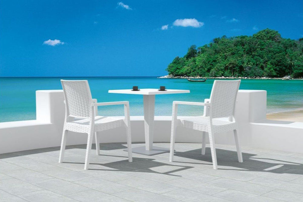Hospitality Plus Ibiza Lounge Cafe Chair - Stackable Armchair-white  
