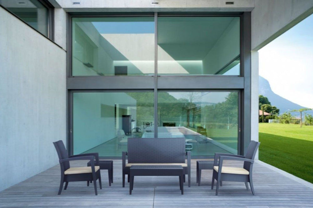 Hospitality Plus Tequila Lounge Chair - Stackable Outdoor Cafe Armchair-white beige 