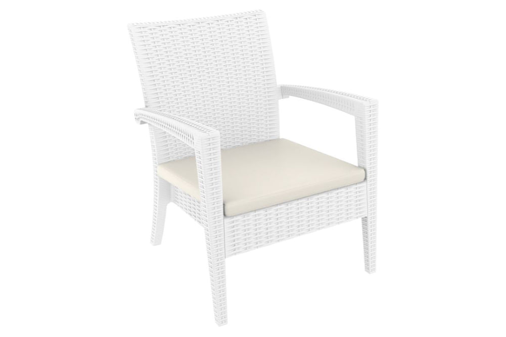 Hospitality Plus Tequila Lounge Chair - Stackable Outdoor Cafe Armchair-white beige 