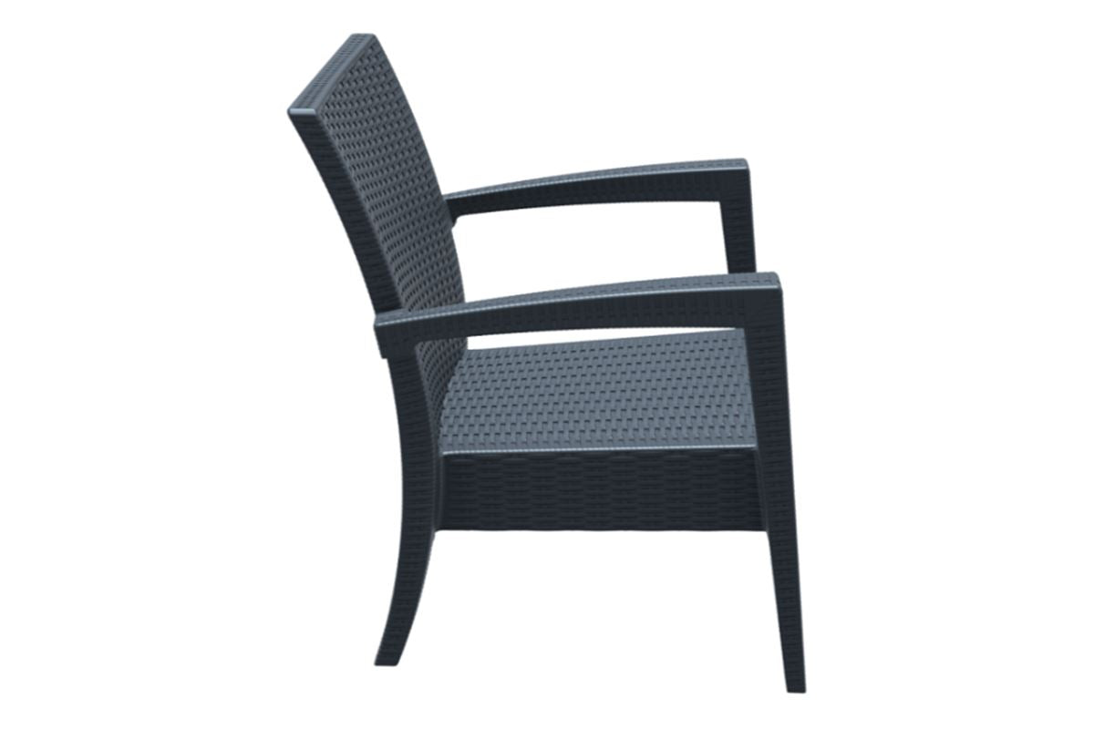 Hospitality Plus Tequila Lounge Chair - Stackable Outdoor Cafe Armchair-white beige 