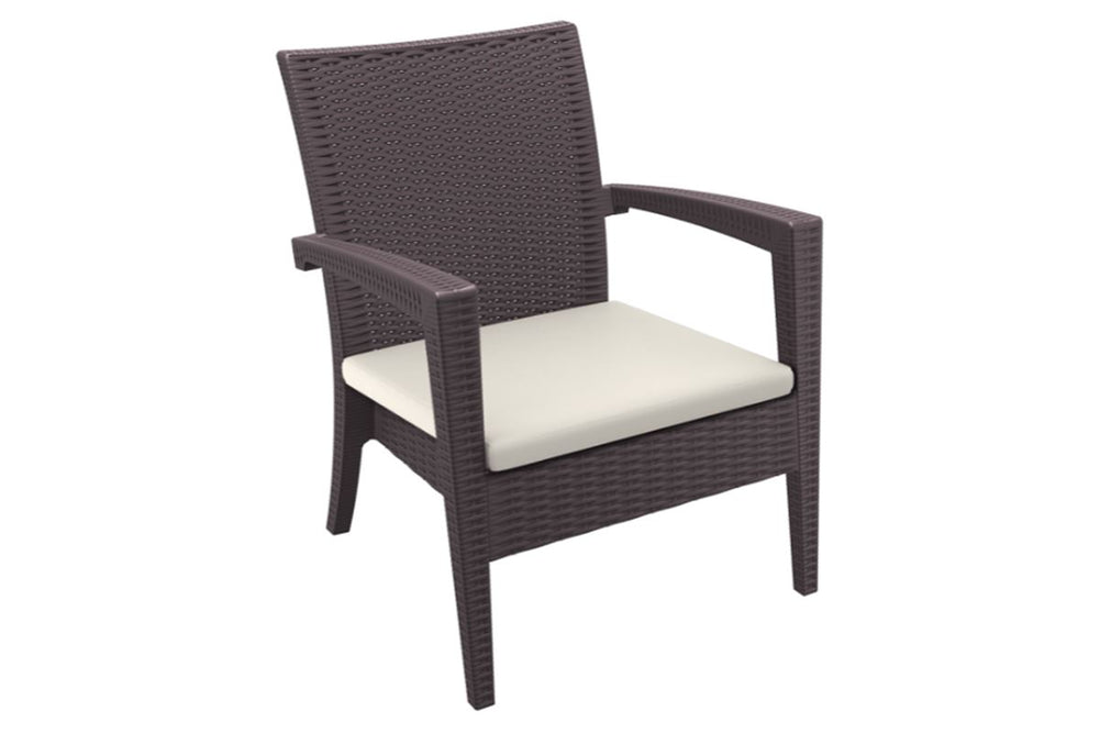 Hospitality Plus Tequila Lounge Chair - Stackable Outdoor Cafe Armchair-chocolate beige 