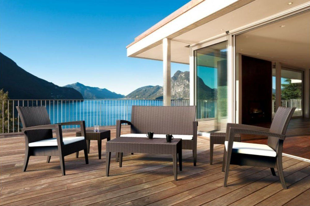 Hospitality Plus Tequila Lounge Chair - Stackable Outdoor Cafe Armchair-white beige 