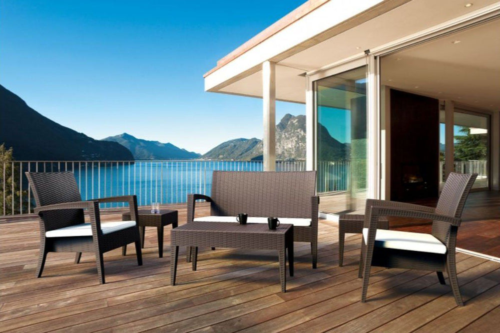 Hospitality Plus Tequila Lounge Sofa - Stackable Outdoor Chair-white beige 