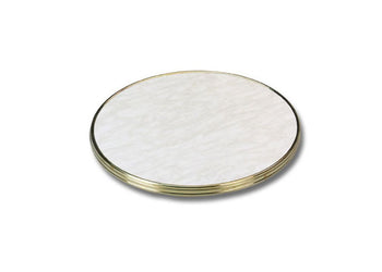 Hospitality Plus Werzalit by SM France Bistro Table Tops - Brass Edge [600 MM] Hospitality Plus marble finish with brass edge 