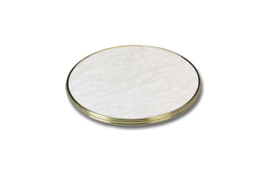 Hospitality Plus Werzalit by SM France Bistro Table Tops - Brass Edge [600 MM] Hospitality Plus marble finish with brass edge 