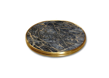 Hospitality Plus Werzalit by SM France Bistro Table Tops - Brass Edge [700 MM] Hospitality Plus sienna with brass edge 