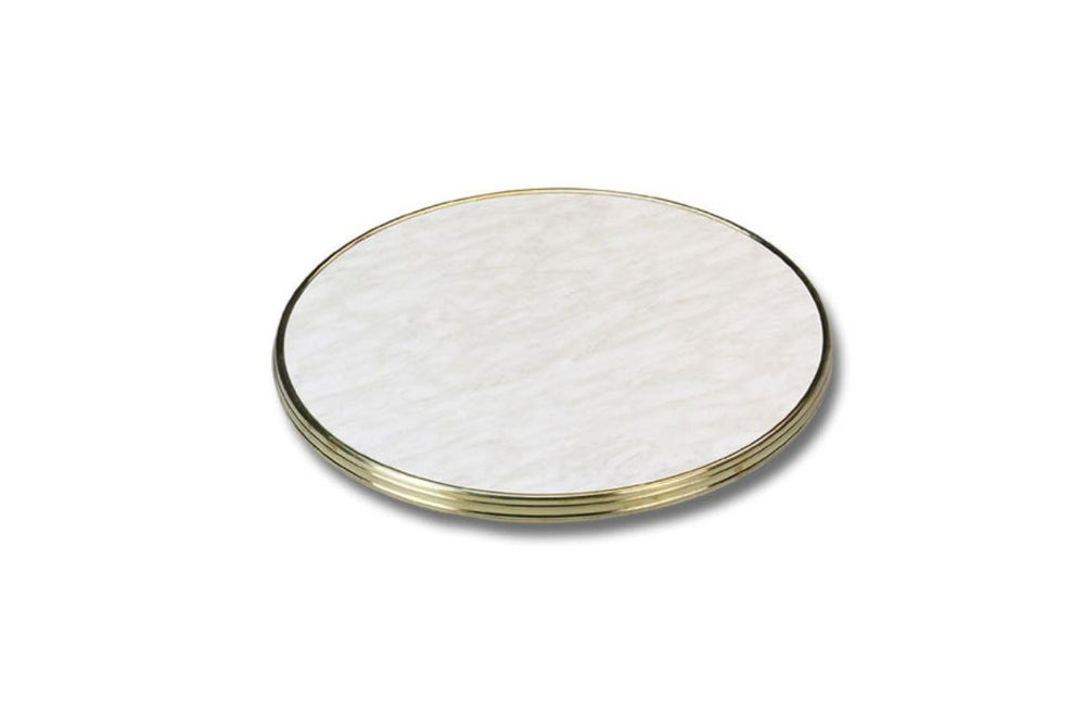 Hospitality Plus Werzalit by SM France Bistro Table Tops - Brass Edge [700 MM]-marble finish with brass edge  