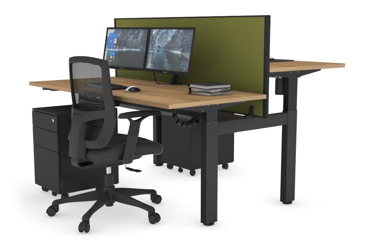 Just Right Height Adjustable 2 Person H-Bench Workstation - Black Frame [1200L x 700W] Jasonl 