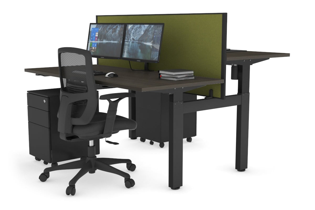 Just Right Height Adjustable 2 Person H-Bench Workstation - Black Frame [1200L x 700W] Jasonl 