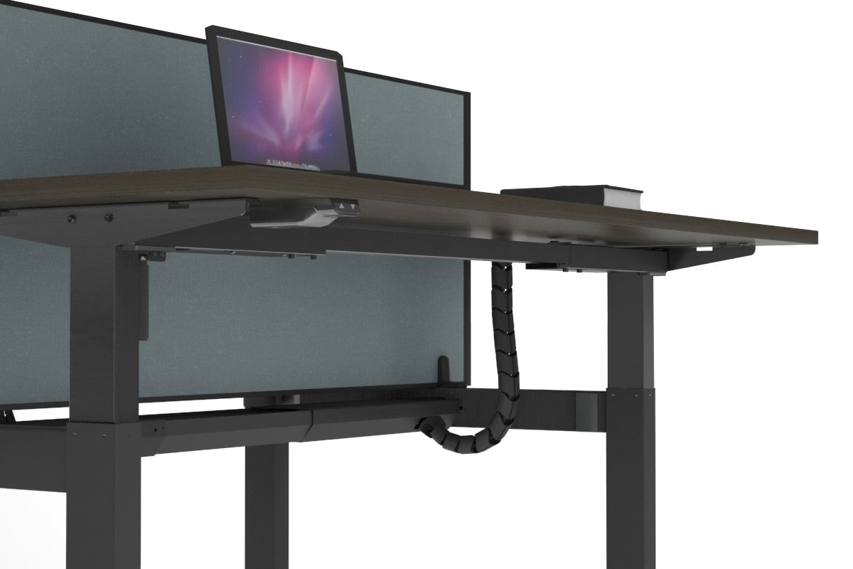 Just Right Height Adjustable 2 Person H-Bench Workstation - Black Frame [1200L x 800W with Cable Scallop] Jasonl 