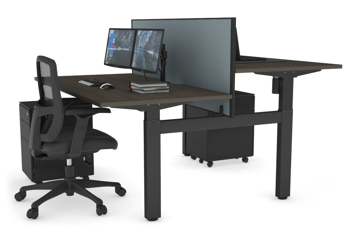 Just Right Height Adjustable 2 Person H-Bench Workstation - Black Frame [1200L x 800W with Cable Scallop] Jasonl 