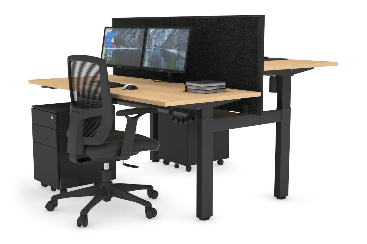 Just Right Height Adjustable 2 Person H-Bench Workstation - Black Frame [1600L x 700W] Jasonl 