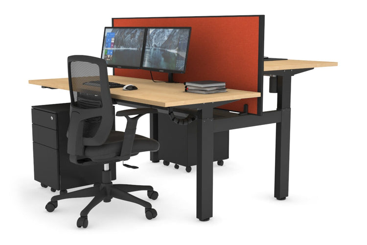 Just Right Height Adjustable 2 Person H-Bench Workstation - Black Frame [1600L x 700W] Jasonl 