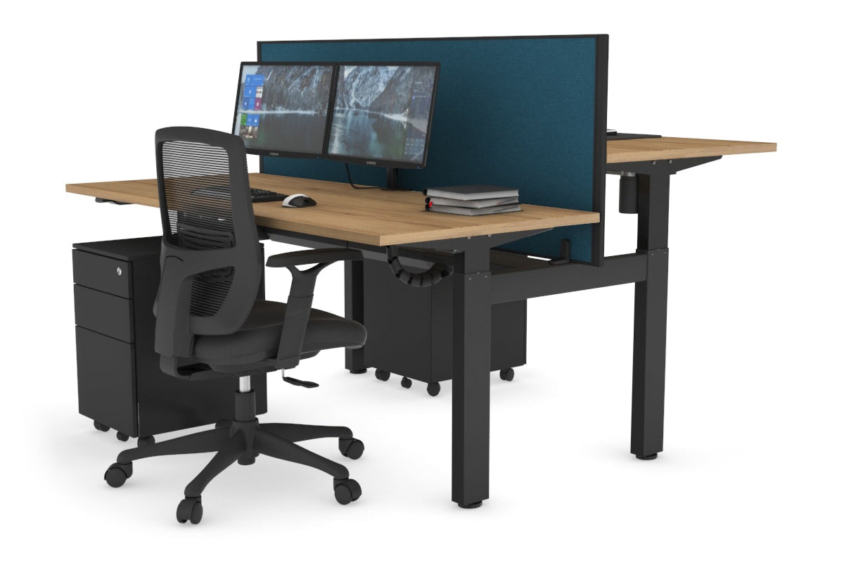 Just Right Height Adjustable 2 Person H-Bench Workstation - Black Frame [1600L x 700W] Jasonl 