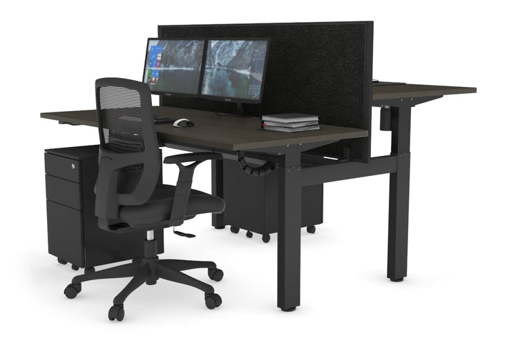 Just Right Height Adjustable 2 Person H-Bench Workstation - Black Frame [1600L x 700W] Jasonl 