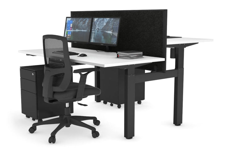 Just Right Height Adjustable 2 Person H-Bench Workstation - Black Frame [1600L x 700W] Jasonl 