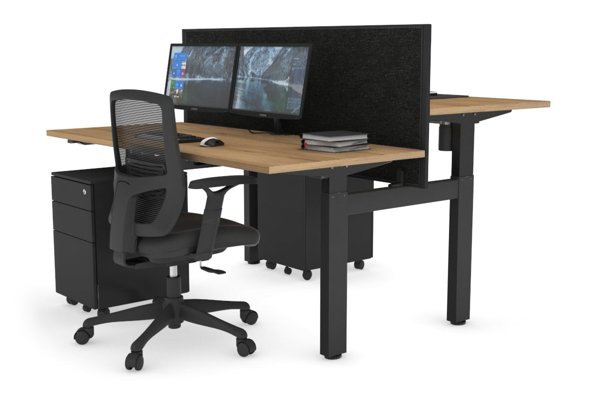 Just Right Height Adjustable 2 Person H-Bench Workstation - Black Frame [1600L x 700W] Jasonl 