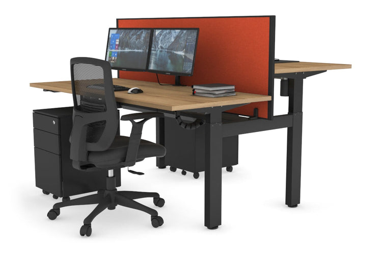 Just Right Height Adjustable 2 Person H-Bench Workstation - Black Frame [1600L x 700W] Jasonl 