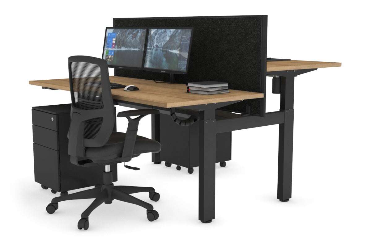 Just Right Height Adjustable 2 Person H-Bench Workstation - Black Frame [1600L x 700W] Jasonl 