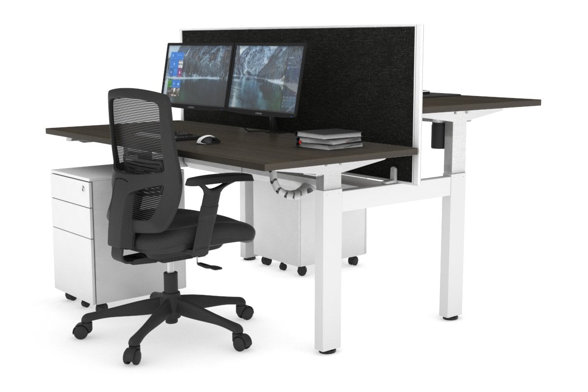 Just Right Height Adjustable 2 Person H-Bench Workstation - White Frame [1200L x 700W] Jasonl 