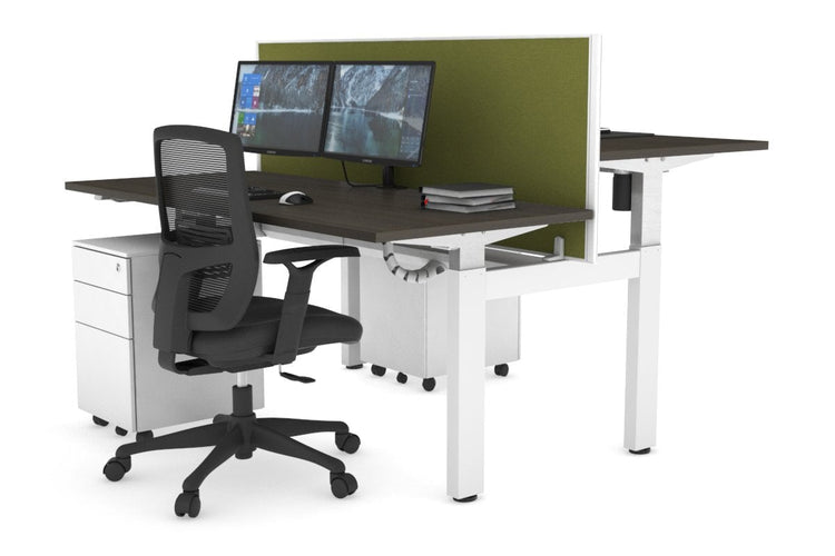 Just Right Height Adjustable 2 Person H-Bench Workstation - White Frame [1200L x 700W] Jasonl 