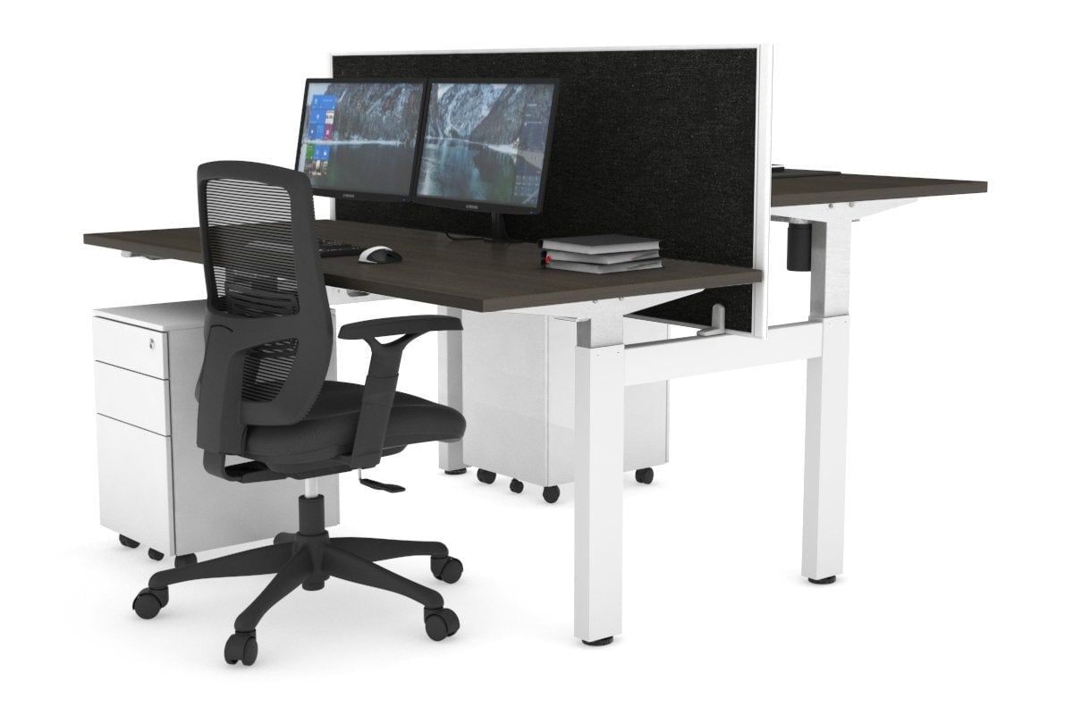 Just Right Height Adjustable 2 Person H-Bench Workstation - White Frame [1200L x 700W] Jasonl 